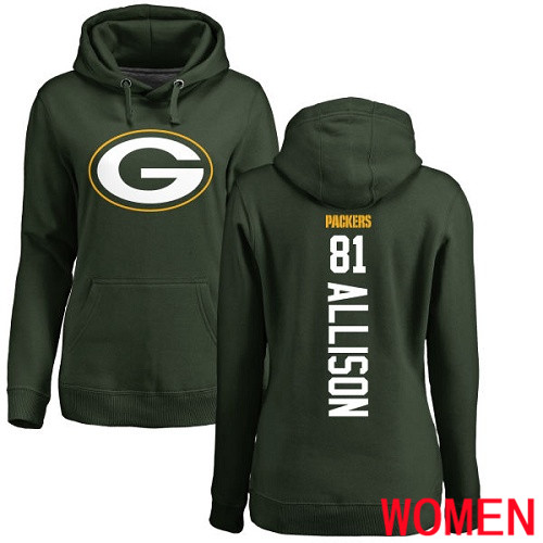 Green Bay Packers Green Women #81 Allison Geronimo Backer Nike NFL Pullover Hoodie Sweatshirts->nfl t-shirts->Sports Accessory